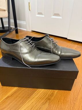 Men's Leather Lace-Up Oxfords in Olive